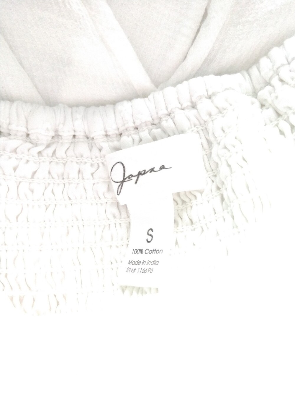 Adorable Japna White CROP Peasant Top Coquette White Eyelet Puff Sleeves Small - Picture 7 of 12